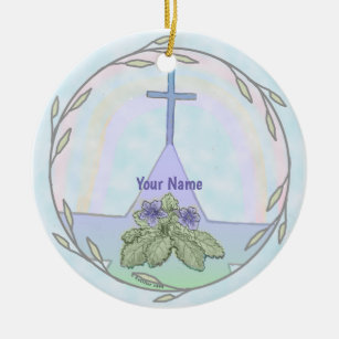 Ornamento de nome personalizado da Cruz Cristã Pri