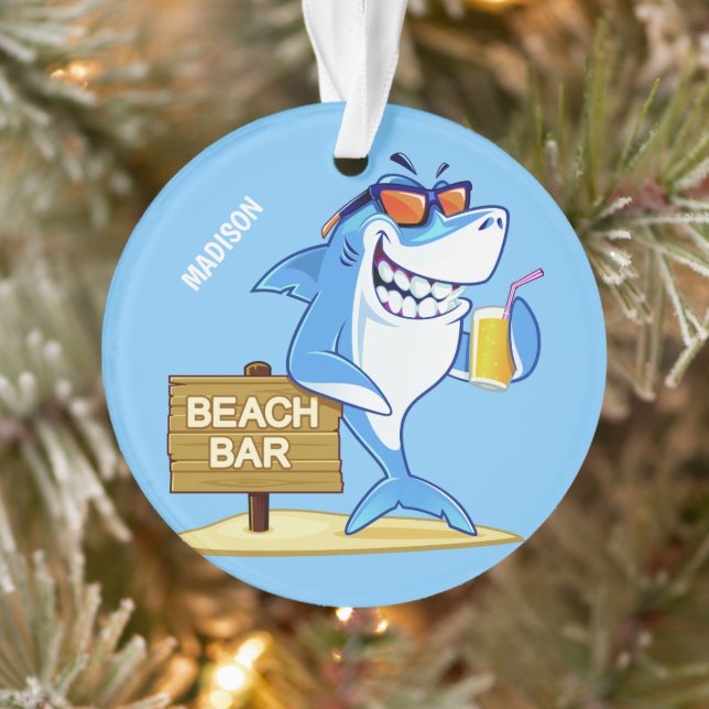 Ornamento de nome personalizado de Shark engraçado (Árvore)