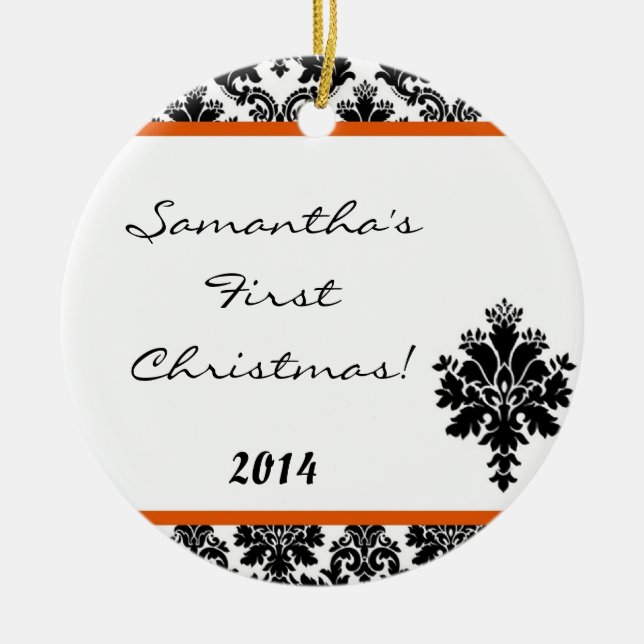 Ornamento de Nome Personalizado do Local do Damasc (Frente)