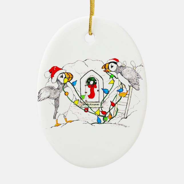 Ornamento de Oval de Natal da Vida Selvagem do Ala (Frente)
