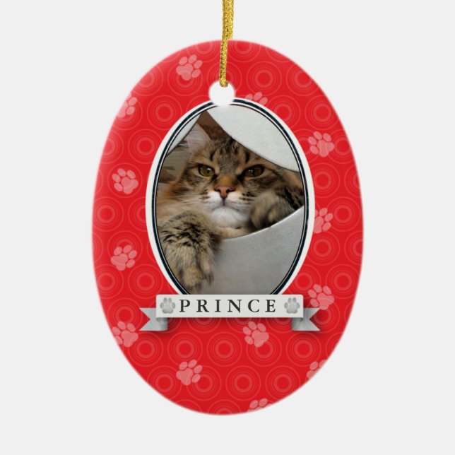 Ornamento de Pet de Impressão da Pata de Crimson (Frente)