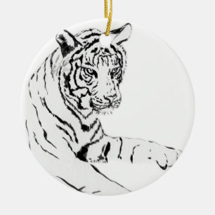 Ornamento de Pintura de Tigre Branco