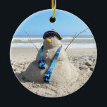 Ornamento de Porcelana Snowman da Flórida<br><div class="desc">A escultura de areia é muito mais difícil do que parece!  Eu desisto dos artistas reais - isso nos vestiu - mas foi muito divertido!</div>