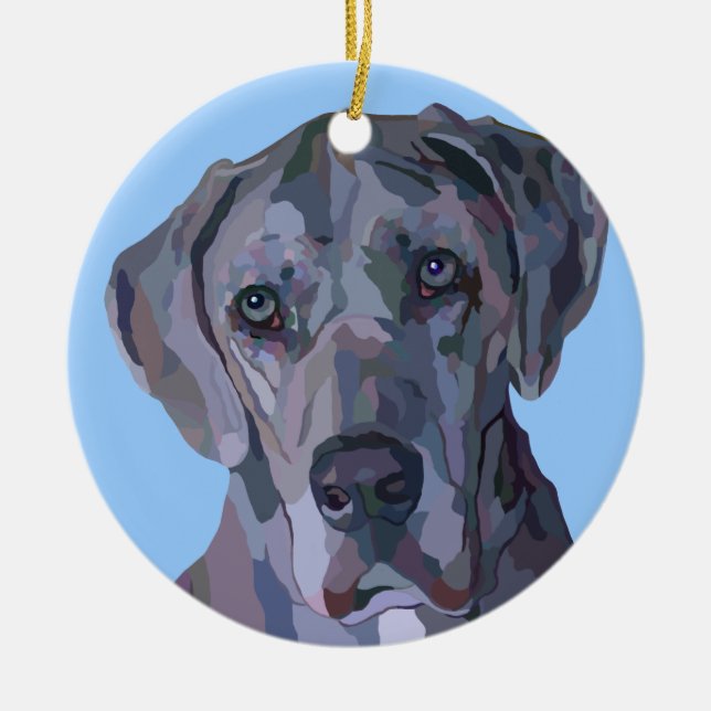 Ornamento de prata de great dane Merle (Frente)
