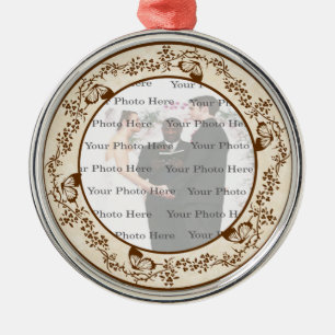 Ornamento De Prata Redonda De Borboleta Elegante