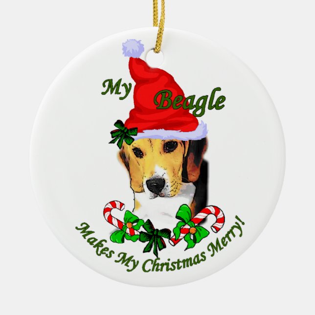 Ornamento de presentes de Natal Beagle (Frente)