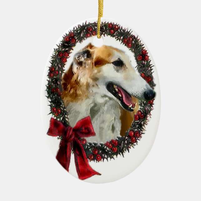 Ornamento de Presentes de Natal Borzoi (Frente)