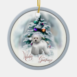Ornamento de presentes de Natal da Bichon Frise