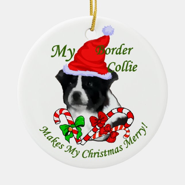 Ornamento de Presentes de Natal da Border Collie (Frente)