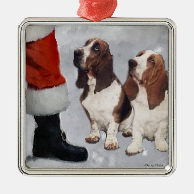 Ornamento de Presentes de Natal de Caça-Basset (Frente)