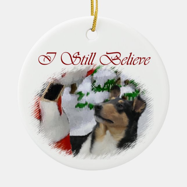 Ornamento de presentes de Natal de Collie Suave (Frente)