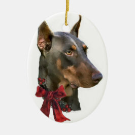 Ornamento de presentes de Natal do Doberman Pinsch