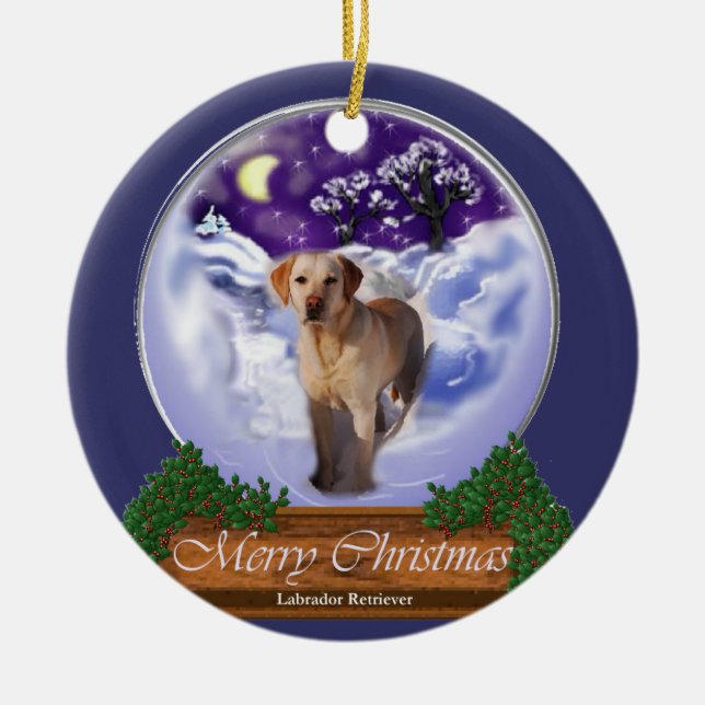 Ornamento de presentes de Natal do Labrador Retrie (Frente)
