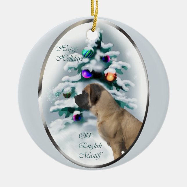 Ornamento de presentes de Natal em Inglês Mastiff (Frente)