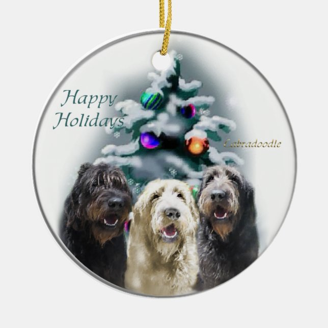 Ornamento de presentes de Natal Labradoodle (Frente)