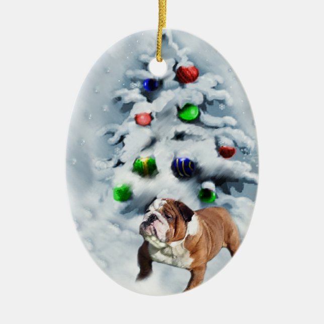 Ornamento de presentes de Natal para Bulldog Inglê (Frente)