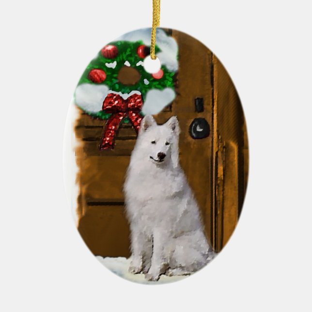Ornamento de Presentes de Natal Samoyed (Frente)