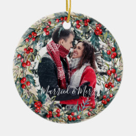 Ornamento de primeira árvore de Natal casado e Fel