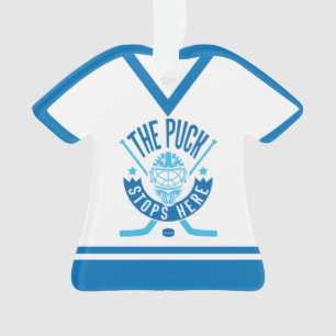 Ornamento de Puck de Hockey de Nome & Número Jerse