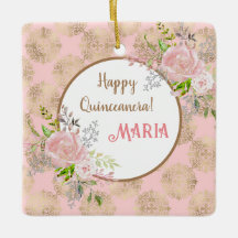 Ornamento de Quinceanera rosa Blush