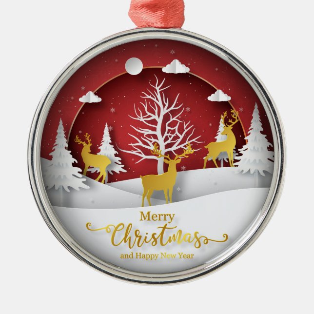 Ornamento de Reindeer de Natal - Estilo de Arte de (Frente)