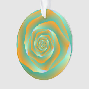 Ornamento de Rosa espiral laranja e verde