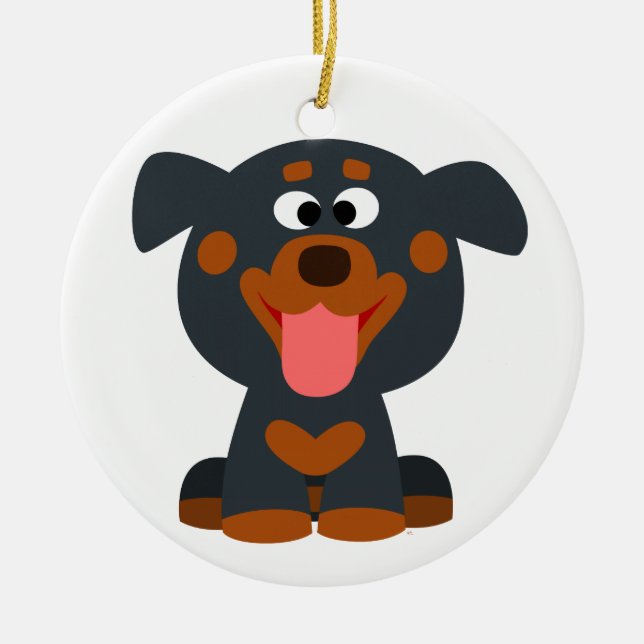 Ornamento de Rottweiler de Bebê de Cartoon Bonito (Frente)
