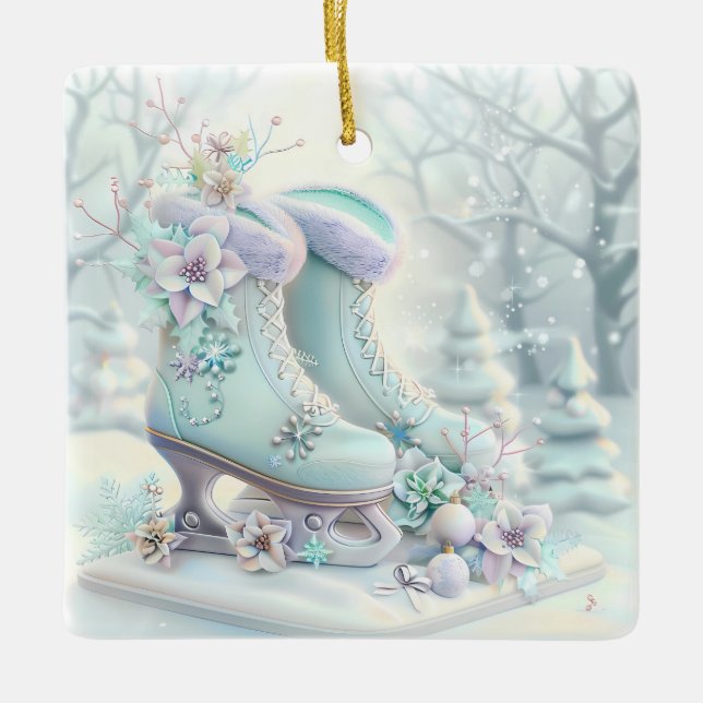 Ornamento de Skates de gelo de Natal Dreamy (Frente)