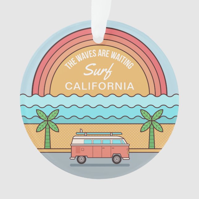 Ornamento de Surfer de Localização Personalizada (Frente)