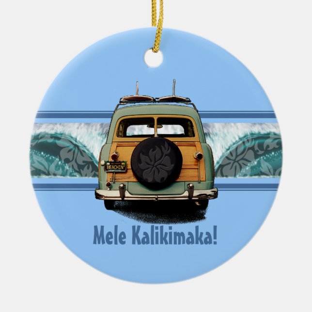 Ornamento de Surfs de Onda Woody (Frente)