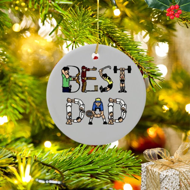 Ornamento de Texto Divertido do Melhor Pai (Best Dad Sports Fun Text Ornament)