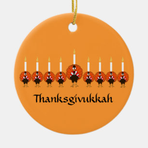 Ornamento de Thanksgivukkah Turquia Menorah