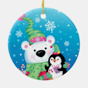 Ornamento de Urso Polar e Pinguim
