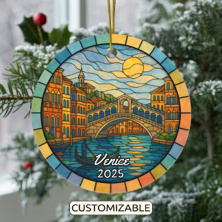Ornamento de Veneza de Vidro Conservado Personaliz