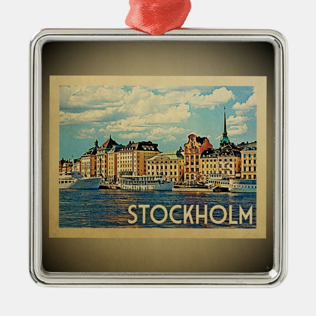 Ornamento de Viagens vintage de Suecia Estocolmo (Frente)