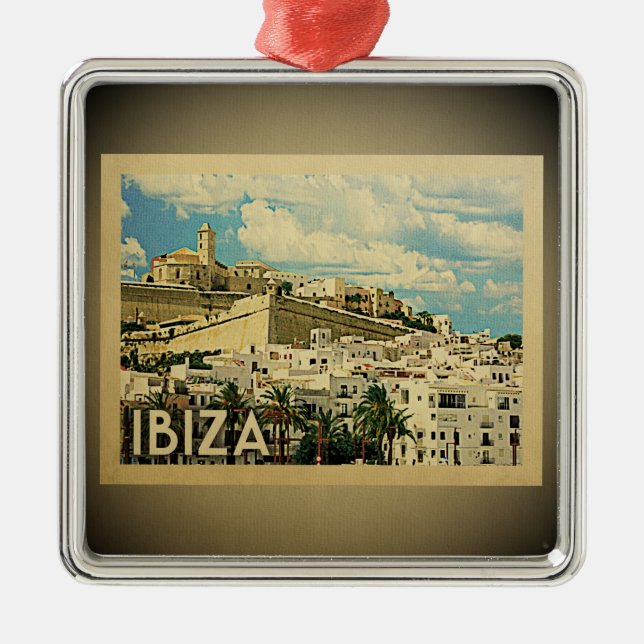 Ornamento de Viagens vintage Ibiza Espanha (Frente)