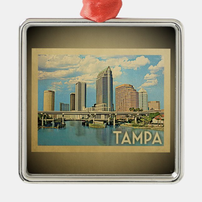 Ornamento de Viagens vintage Tampa Florida (Frente)