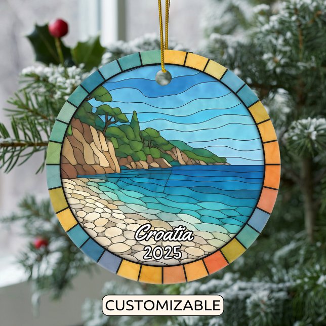 Ornamento de Vidro da Croácia Personalizado (Criador carregado)