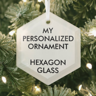 ORNAMENTO DE VIDRO HEXAGON Personalizado de 3"
