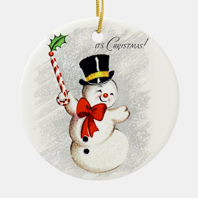 Ornamento de Vintage Snowman para dança feliz (Frente)