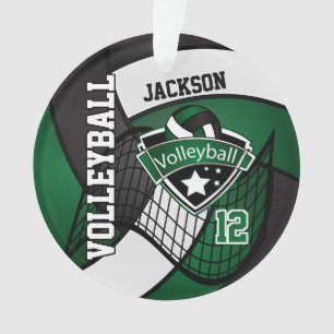 Ornamento 🏐 de Voleibol Verde, Negro e Branco