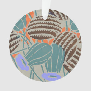 Ornamento Decoração Floral Moderna Boho em Azul Turquesa e L