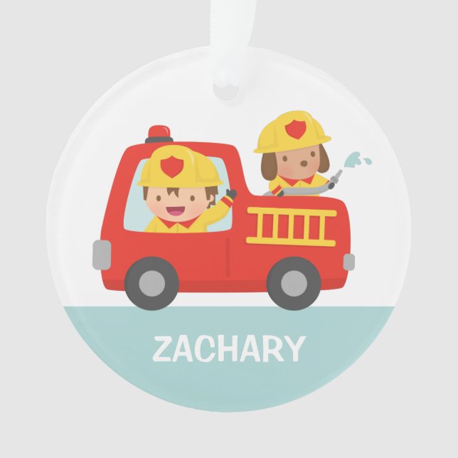 Ornamento Decoração vermelha da sala dos meninos do bombeiro (Frente)