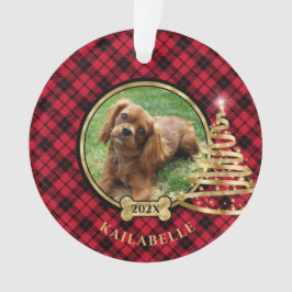 Ornamento Decorações de Cães de Árvore de Natal, Tartan Xadr