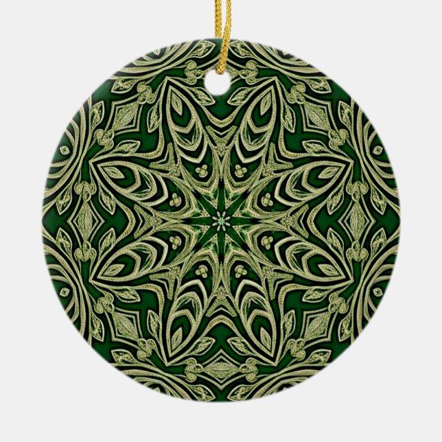 Ornamento Decorativo Dourado Verde (Frente)