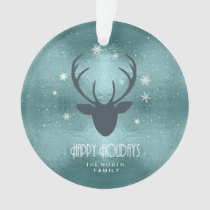 Ornamento Deer Antlers Silhouette & Snowflakes ID861