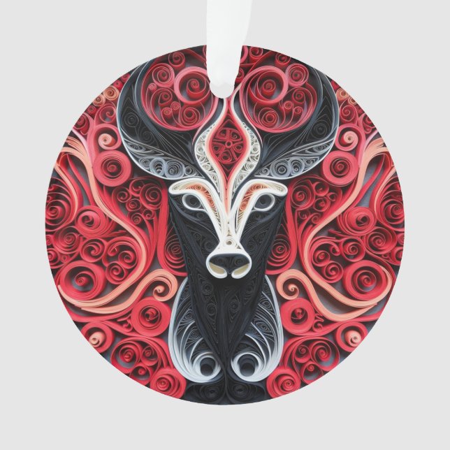 Ornamento Deer de Arte em Papel Enchido 3d (Frente)