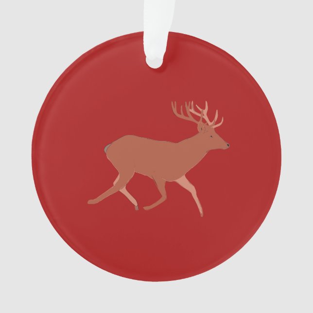 Ornamento Deer Walking Festivo Red Brown Fundo (Frente)
