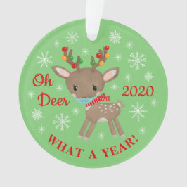 Ornamento "Deer What A Year Reindeer Mask Christmas Green"
