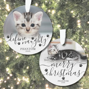 Ornamento Defina Foto de Gato Travesso no Natal